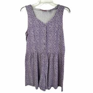 Vintage Penny Lane Purple‎ White Daisy Ditsy Floral  Romper Medium